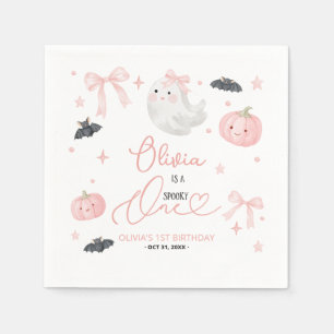 Pink Spooky One 1st Birthday Cute Ghost Halloween Napkins