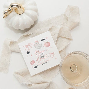 Pink Spooky One 1st Birthday Cute Ghost Halloween Napkins