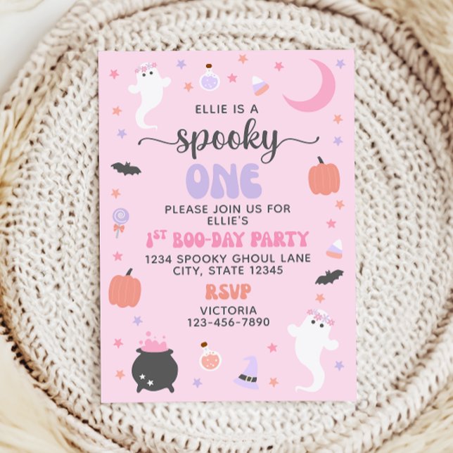 Pink Spooky One 1st Birthday Invitation (Creator Uploaded)