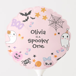 Pink Spooky One Cute Ghost Halloween 1st Birthday  Balloon