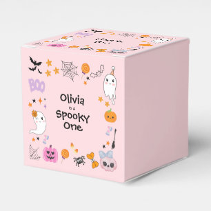 Pink Spooky One Cute Ghost Halloween 1st Birthday Favor Boxes