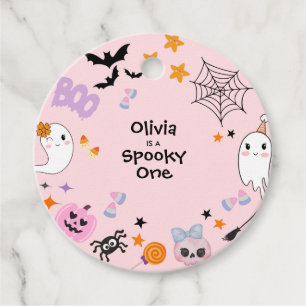 Pink Spooky One Cute Ghost Halloween 1st Birthday  Favor Tags