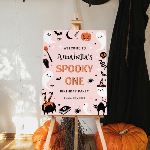 Pink Spooky One Halloween 1st Birthday Welcome  Foam Board