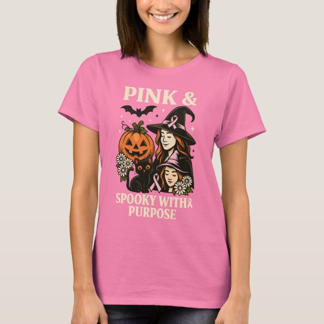  Pink & Spooky with Purpose – Halloween  T-Shirt (Front)