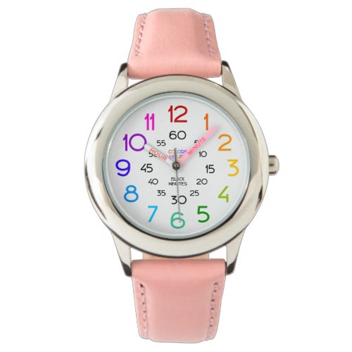 Pink Sport Watch for Girls Labeled Hands