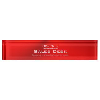 Pink Sports Auto on Rich Crimson showroom sales Desk Name Plate