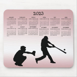 Pink Sports Baseball 2023 Calendar Mousepad