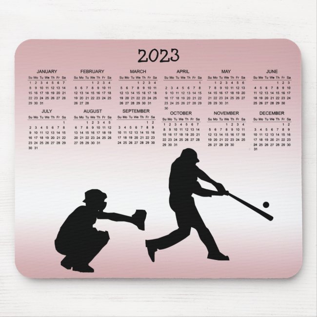 Pink Sports Baseball 2023 Calendar Mousepad