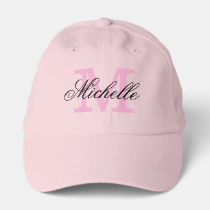 Pink sports cap with custom name monogram logo
