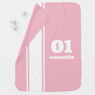 Pink Sports Stripe Monogram Baby Blanket