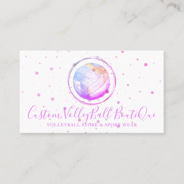 Pink Sportswear Volleyball Business Card (Front)