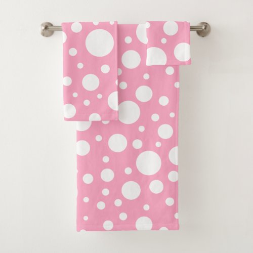 Pink Spots Bath Towel Set