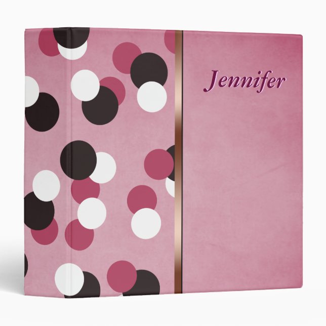 Pink Spots Personlized 3 Ring Binder (Front/Spine)