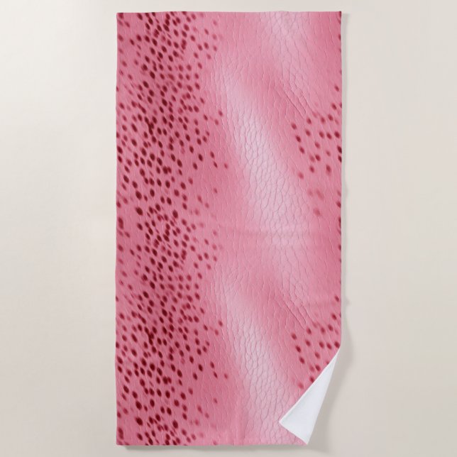 Pink Spotted Animal Print Beach Towel (Front)