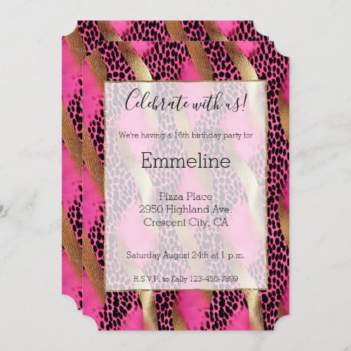 Pink Spotted Animal Print Invitation