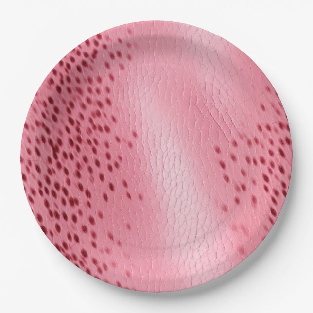 Pink Spotted Leopard Animal Print Paper Plates (Front)