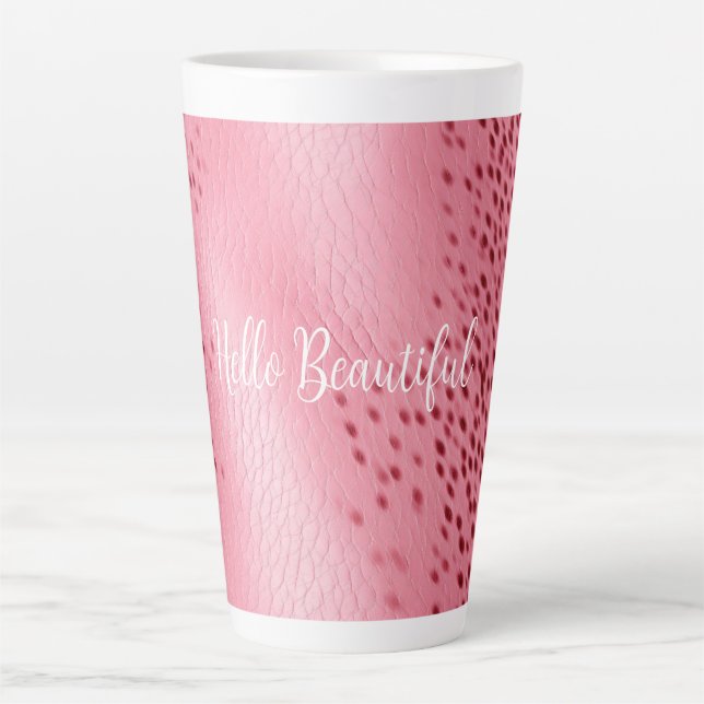 Pink Spotted Leopard Cheetah Animal Print Latte Mug (Front)
