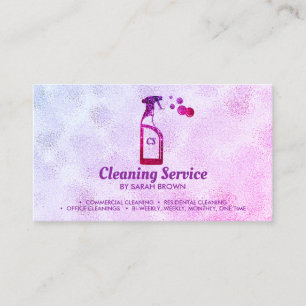 Pink Spray Bottle Bubbles Personalized Initials Business Card