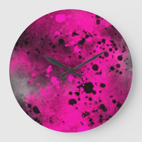 Pink Spray Paint Splatter Effect Wall Clock