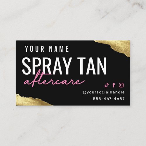 Pink Spray Tan Aftercare Card