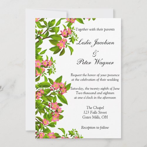 Pink Spring Apple Blossoms Wedding Invite