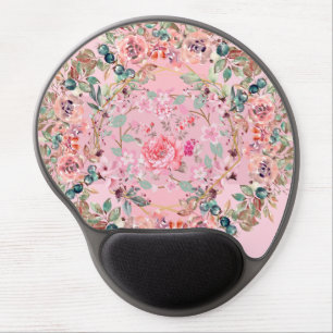 Pink Spring Artwork, Pink Floral Wreath Gel Mouse Pad