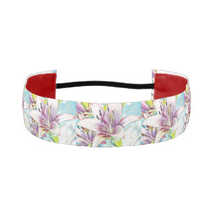 Pink spring azeea flower drawing athletic headband