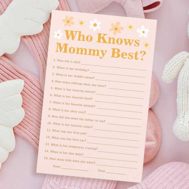 Pink Spring Baby Shower Game Who Knows Mommy Best (Creator Uploaded)
