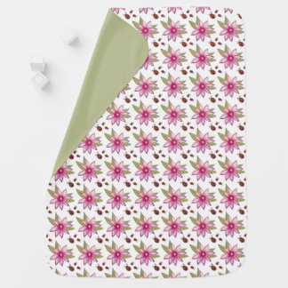Pink Spring Bloom Ladybugs with green back Baby Blanket
