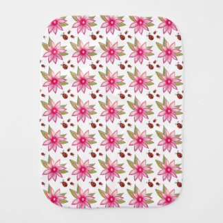 Pink Spring Bloom Ladybugs with pink back Baby Burp Cloth