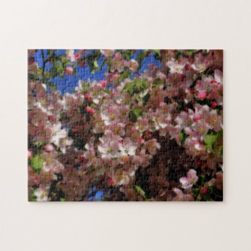 Pink Spring Blossoms Blue Sky Orton Effect  Jigsaw Puzzle