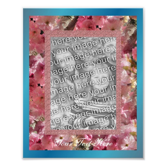 Pink Spring Blossoms Flower Frame Template  Photo Print (Front)