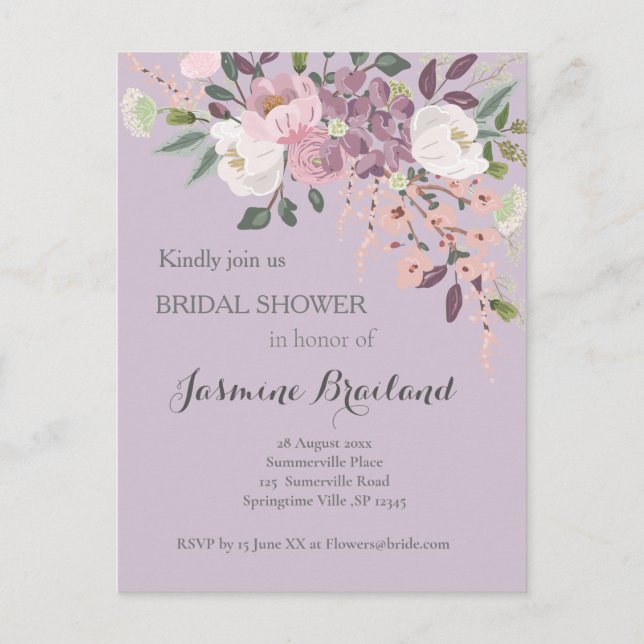 Pink Spring Bridal Shower Invitation Postcard (Front)