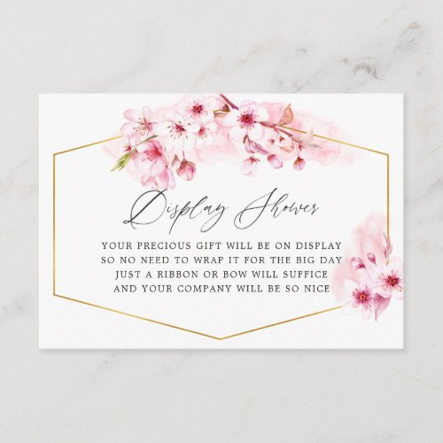 Pink Spring Cherry Blossom Bridal Shower Display Enclosure Card