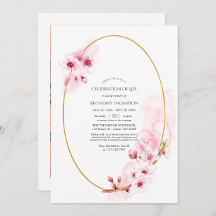 Pink Spring Cherry Blossom Celebration of Life Invitation