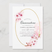 Pink Spring Cherry Blossom Quinceañera Invitation (Front)