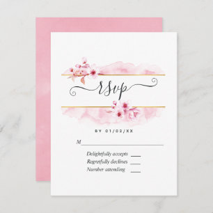 Pink Spring Cherry Blossom Quinceañera RSVP Card