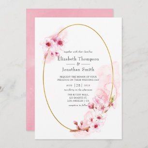 Pink Spring Cherry Blossom Wedding Invitation