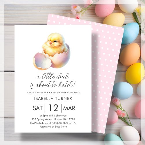 Pink Spring Chick Baby Shower Invitation