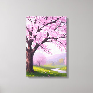 Pink Spring Dream: Cherry Blossom River Print