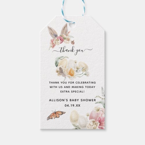 Pink Spring Easter  Baby Shower Thank You Gift Tags