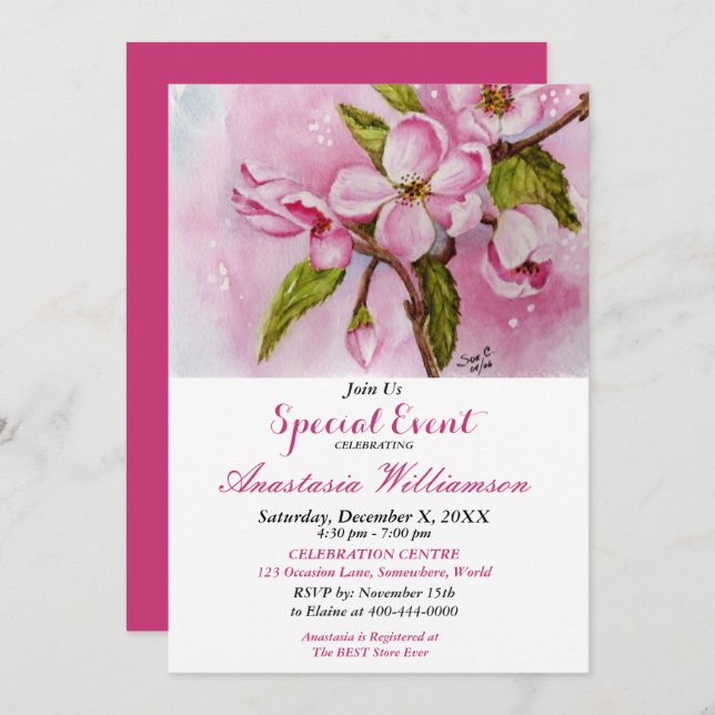 PINK SPRING FLING PARTY EVENT INVITE (Front/Back)