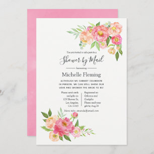 Pink Spring Floral Baby or Bridal Shower by Mail Invitation