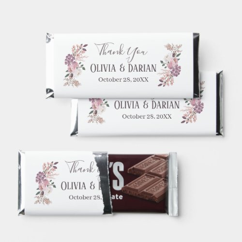 Pink Spring  Floral Bouquet Wedding Thank You  Hershey Bar Favors