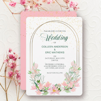 Pink Spring Floral Double Frame Wedding Invitation by AvenueCentral at Zazzle
