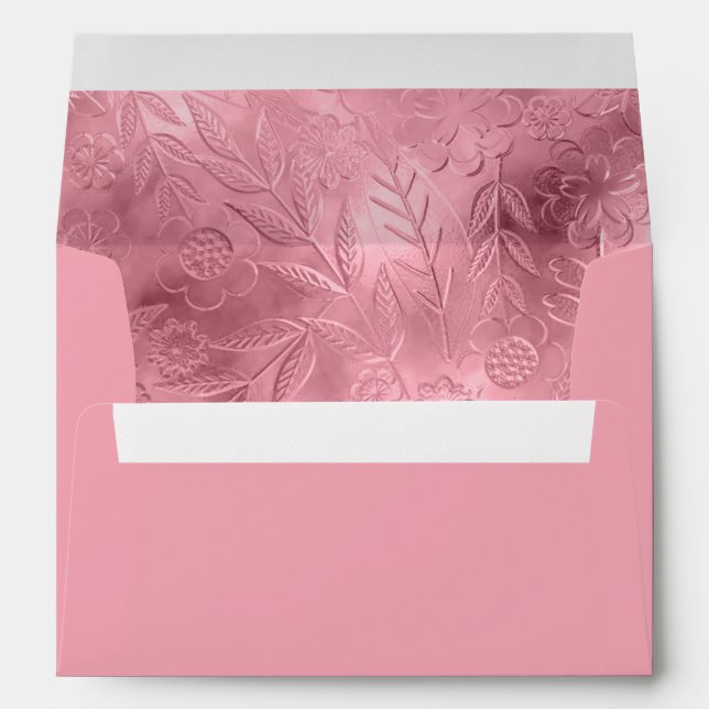 Pink Spring Floral Metallic Modern Envelope (Back (Bottom))