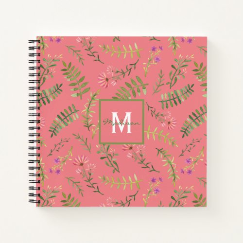 Pink Spring Floral Monogram Notebook