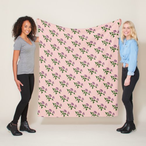 Pink Spring Floral Pattern Fleece Blanket