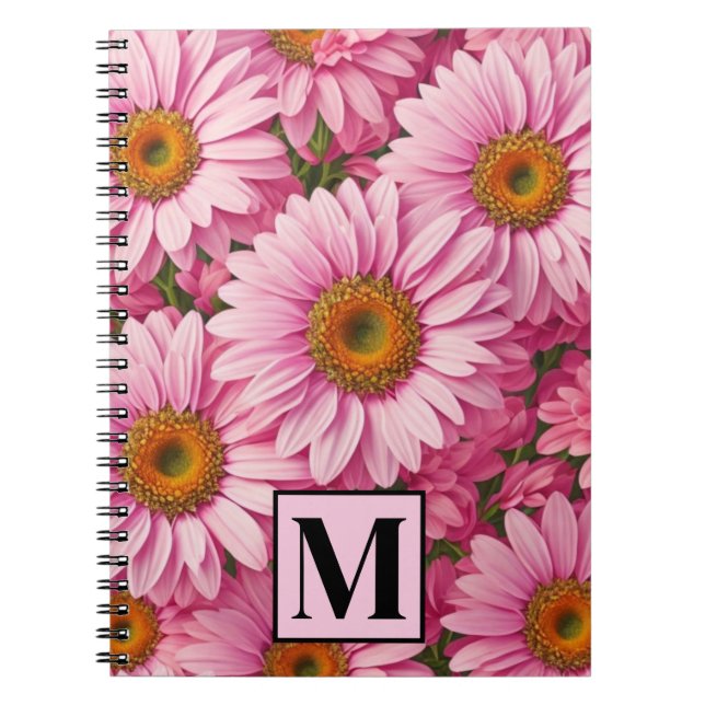 Pink spring floral pink daisies pink flowers  notebook (Front)