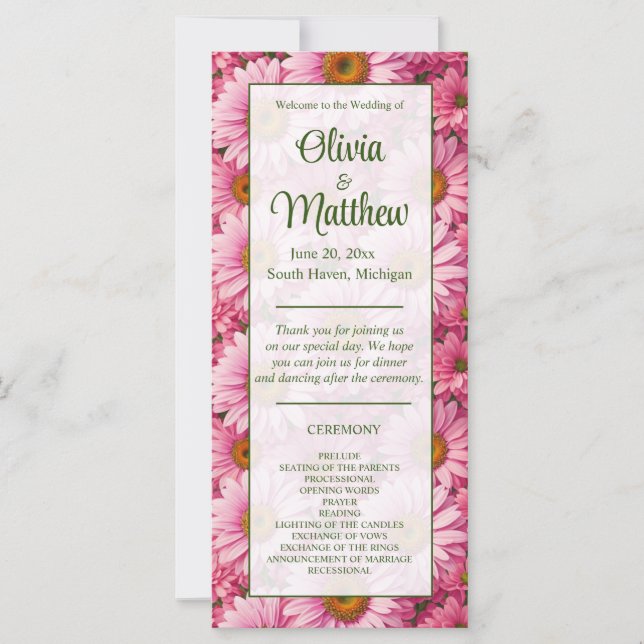 Pink spring floral pink daisies retro pink flowers (Front)